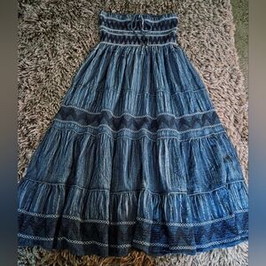 Drefbufy Blue Bohemian Maxi Dress/Skirt Medium